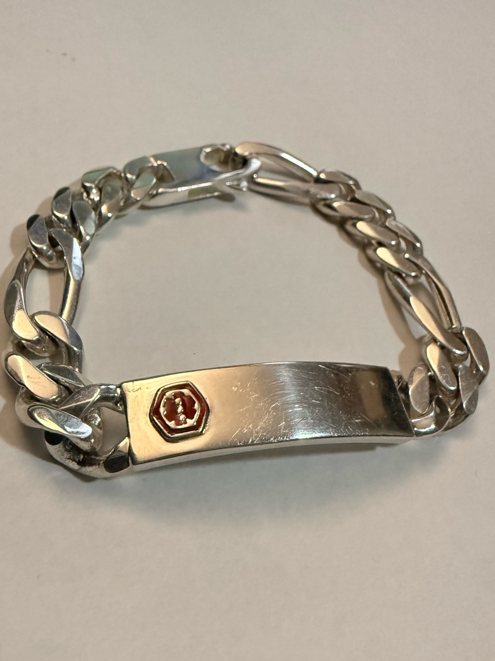 925 Sterling Silver Engraved Medical Alert ID Curb Link Bracelet, Lobster